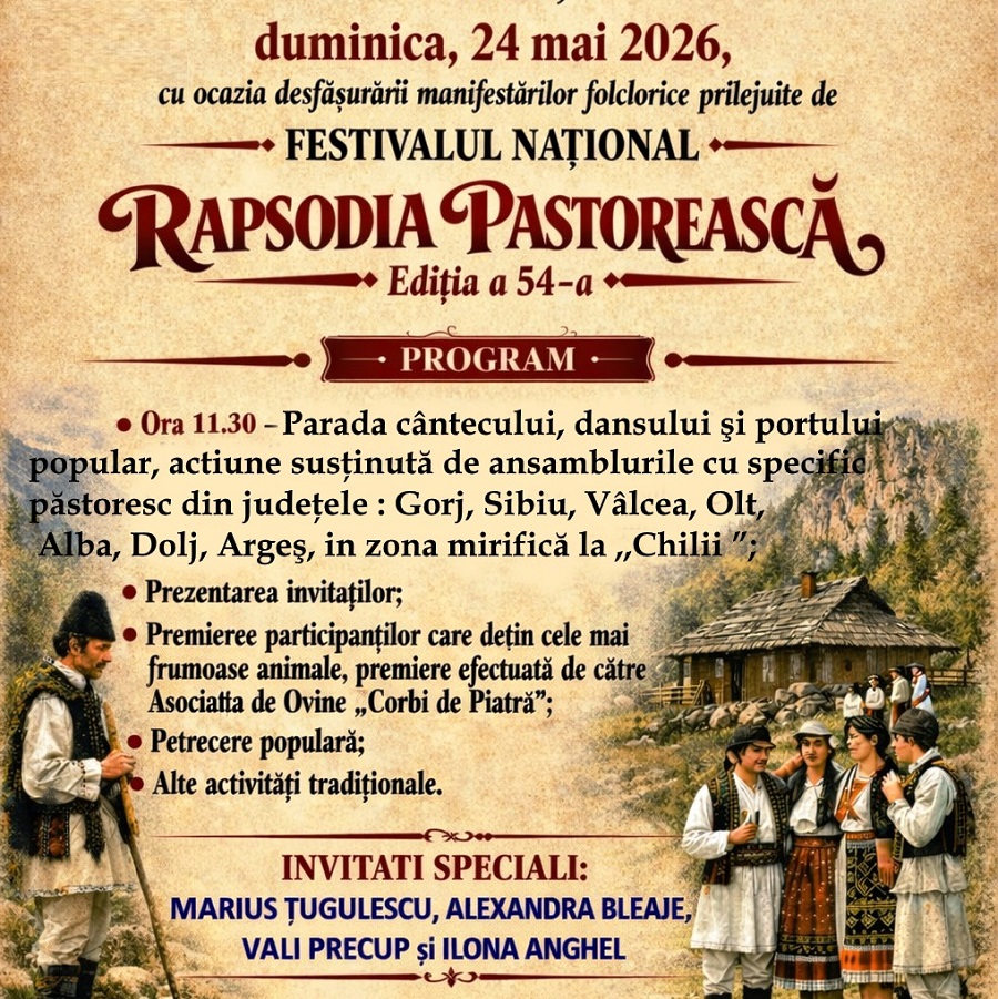 Hai la Corbi, în Argeș! Festivalul „Rapsodia Păstorească” vă așteaptă duminică 24 mai